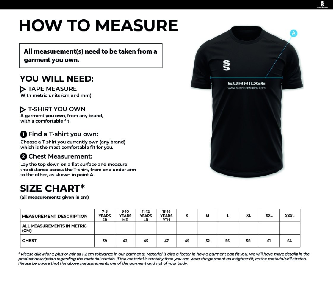 Portland Youth FC - Goalkeeper Games Shirt - Size Guide